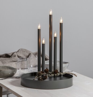 Ljusstake Deco Mist Grey Star Trading Lampor Taklampor Golvlampor Bordslampor LED-lampor Ledlampor Fönsterlampor Ljusslingor för dekoration