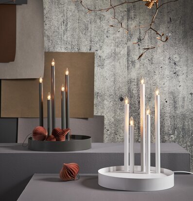 Ljusstake Deco Mist Grey Vit Star Trading Lampor Taklampor Golvlampor Bordslampor LED-lampor Ledlampor Fönsterlampor Ljusslingor för