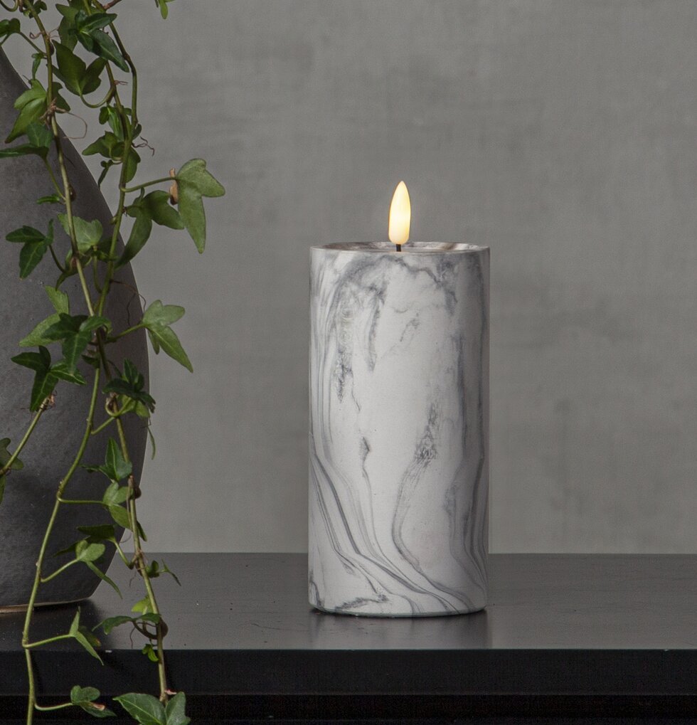 LED Blockljus Flamme Marble L från Star Trading på bord