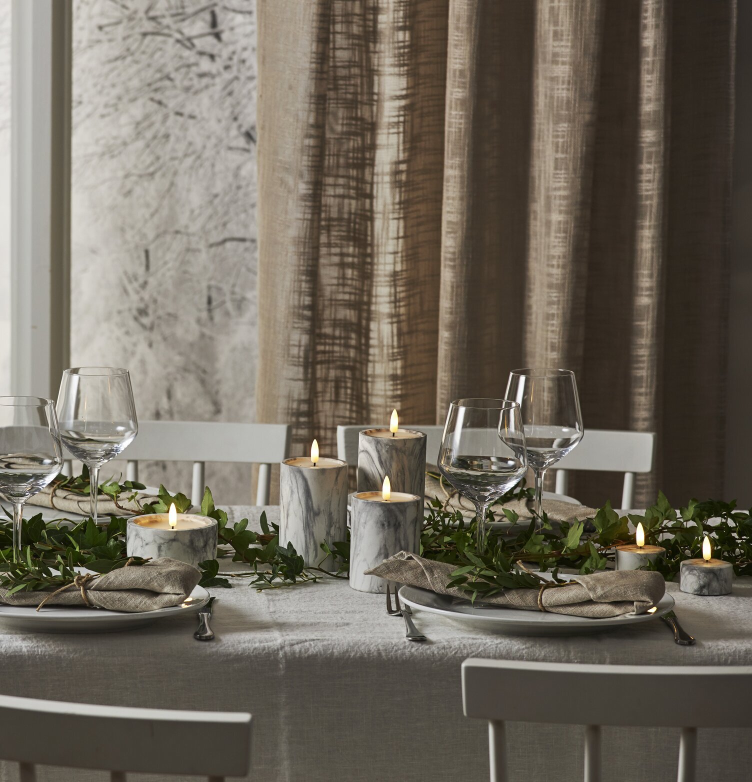 LED Vämeljus Flamme Marble 2-Pack från Star Trading på bord