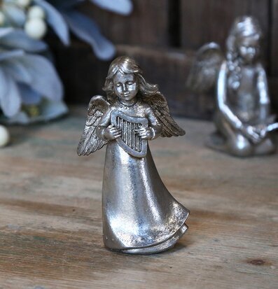 Ängel Med Harpa Antik Silver från Chic Antique i antik finish