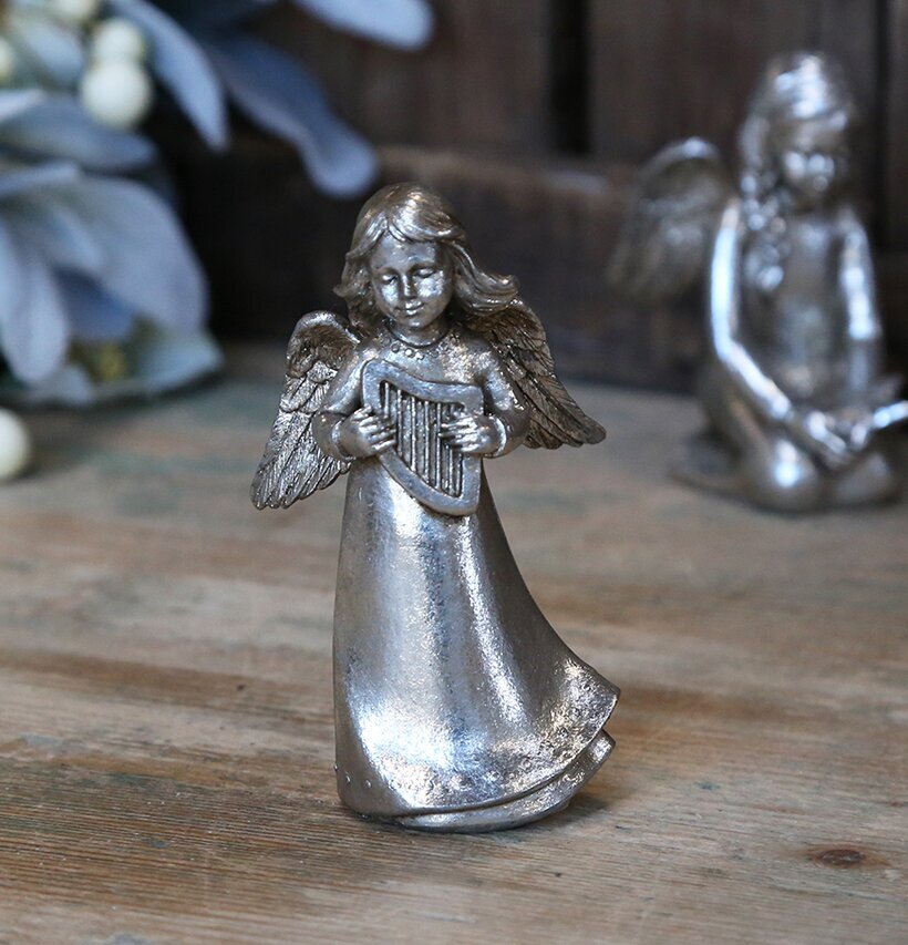 Ängel Med Harpa Antik Silver från Chic Antique i antik finish