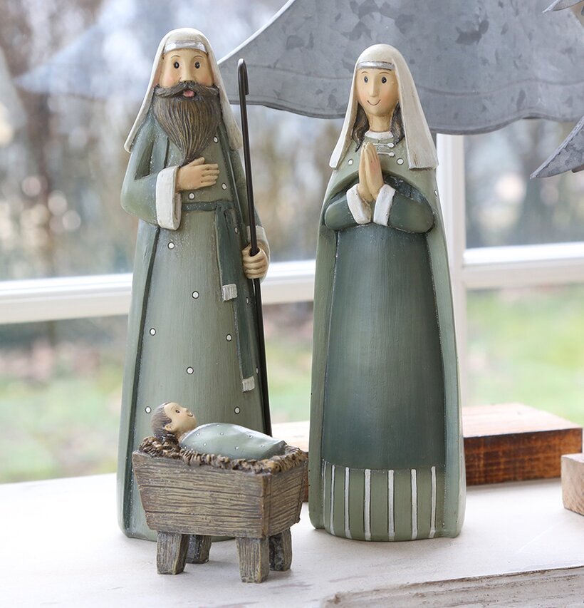 Maria & Josef Set/3 Grön från Chic Antique på fönsterbräda