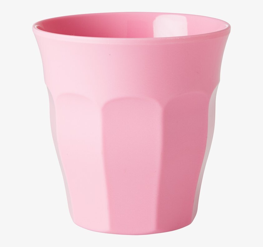 Liten mugg Mörkrosa från Rice, melamin, räfflad design
