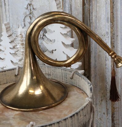 Gl. Posthorn från Chic Antique i elegant guldfärgad design