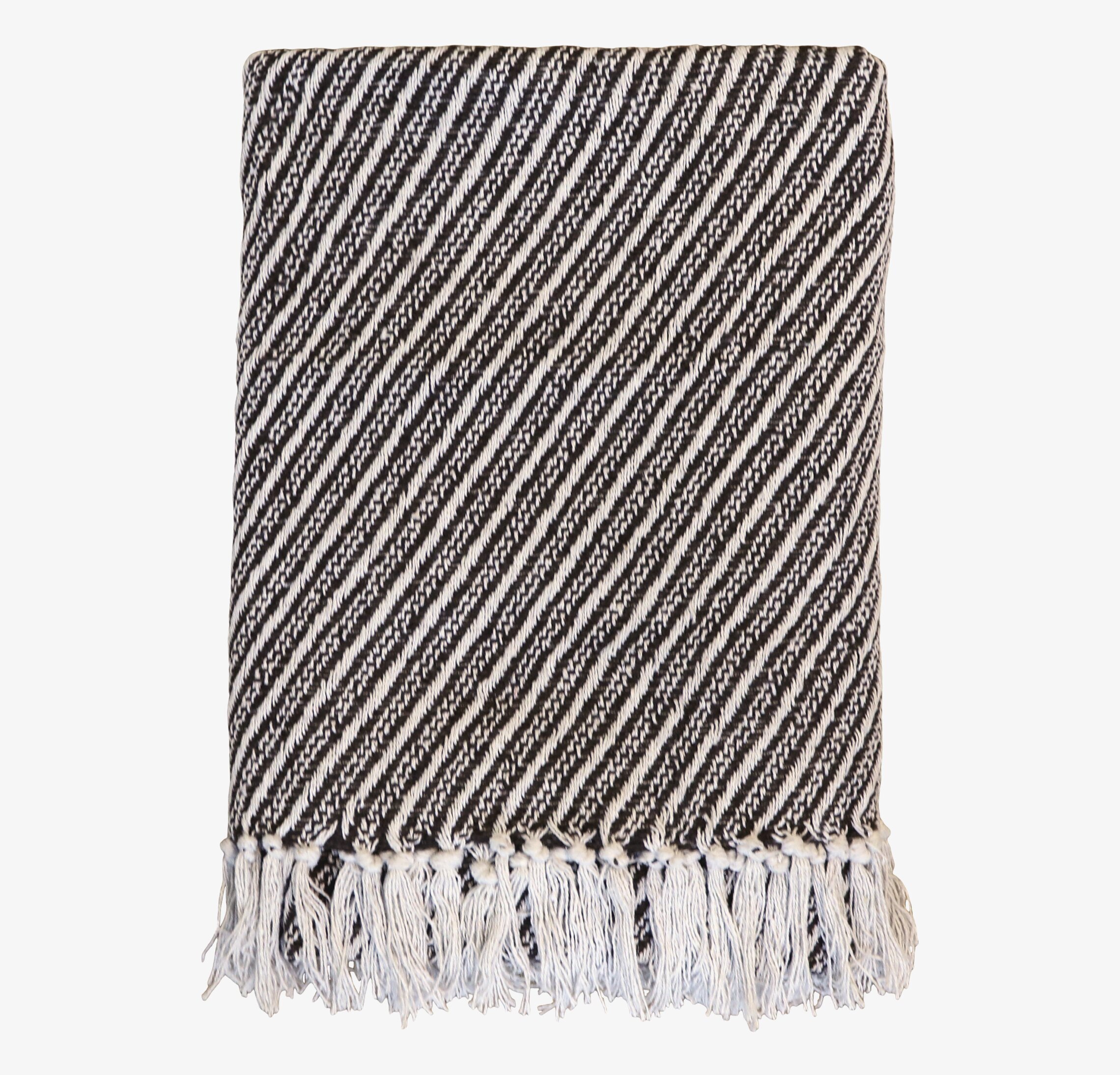 Pläd Med Ränder Chokladbrun från Chic Antique med fransar