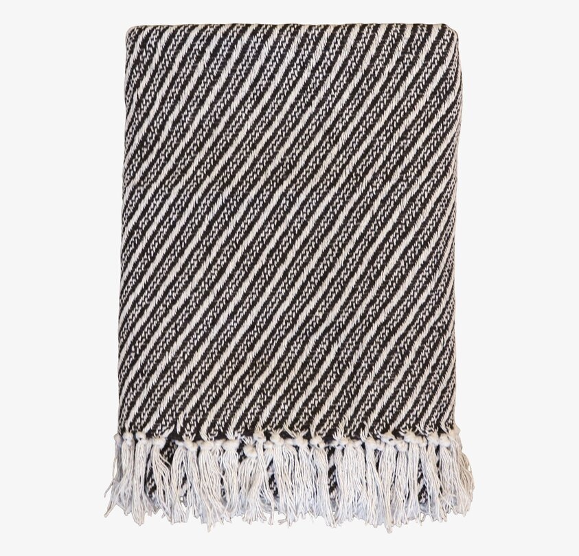 Pläd Med Ränder Chokladbrun från Chic Antique med fransar