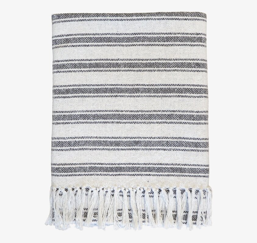 Pläd Med Mönster Grå från Chic Antique med fransar