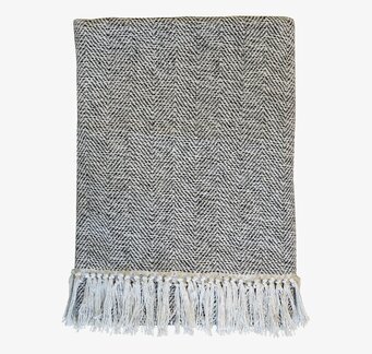 Pläd Med Mönster Svart från Chic Antique med fransar