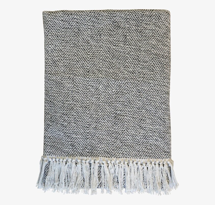 Pläd Med Mönster Svart från Chic Antique med fransar