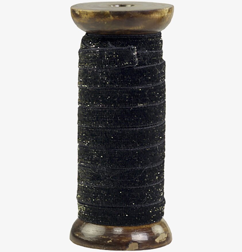 Velourband Med Glitter Svart från Chic Antique på trärulle