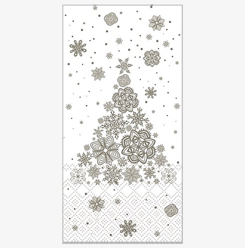 Servetter Julgran från Chic Antique med grå snöflingor