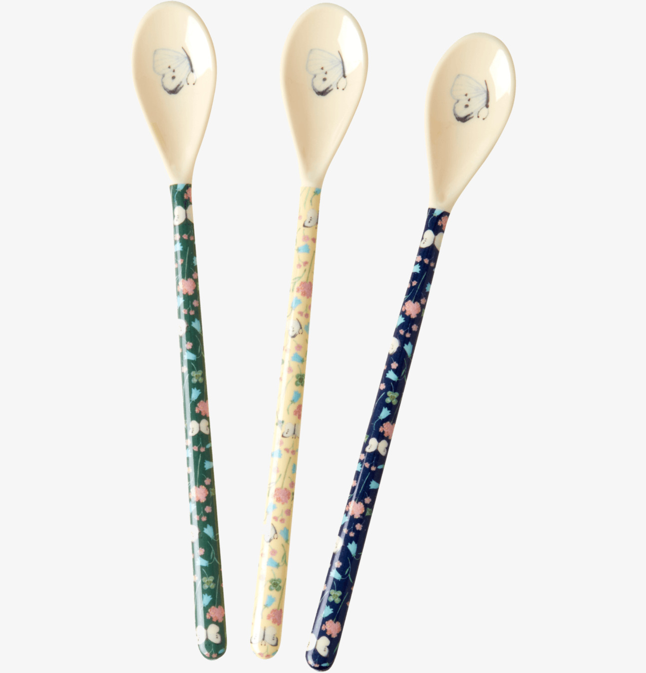 Långa skedar - Sweet Butterfly Print från Rice, tre skedar