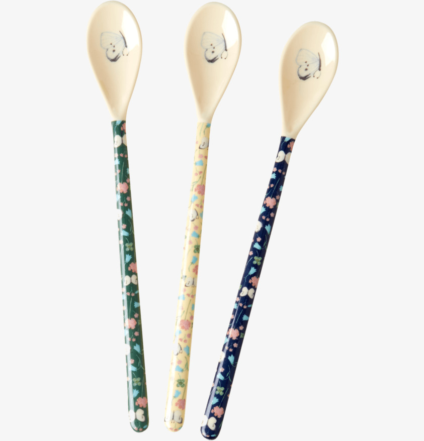 Långa skedar - Sweet Butterfly Print från Rice, tre skedar