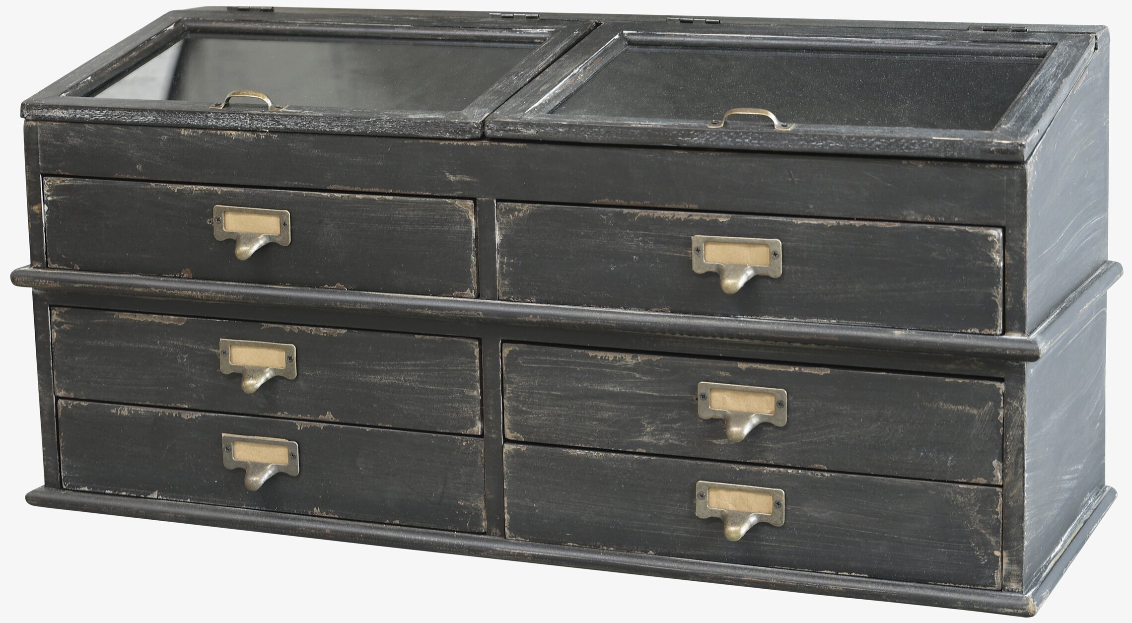 Byrå Med Glaslock från Chic Antique med sex lådor och glaslock