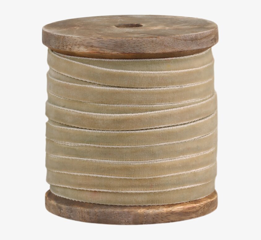 Velourband Dusty Green från Chic Antique på trärulle