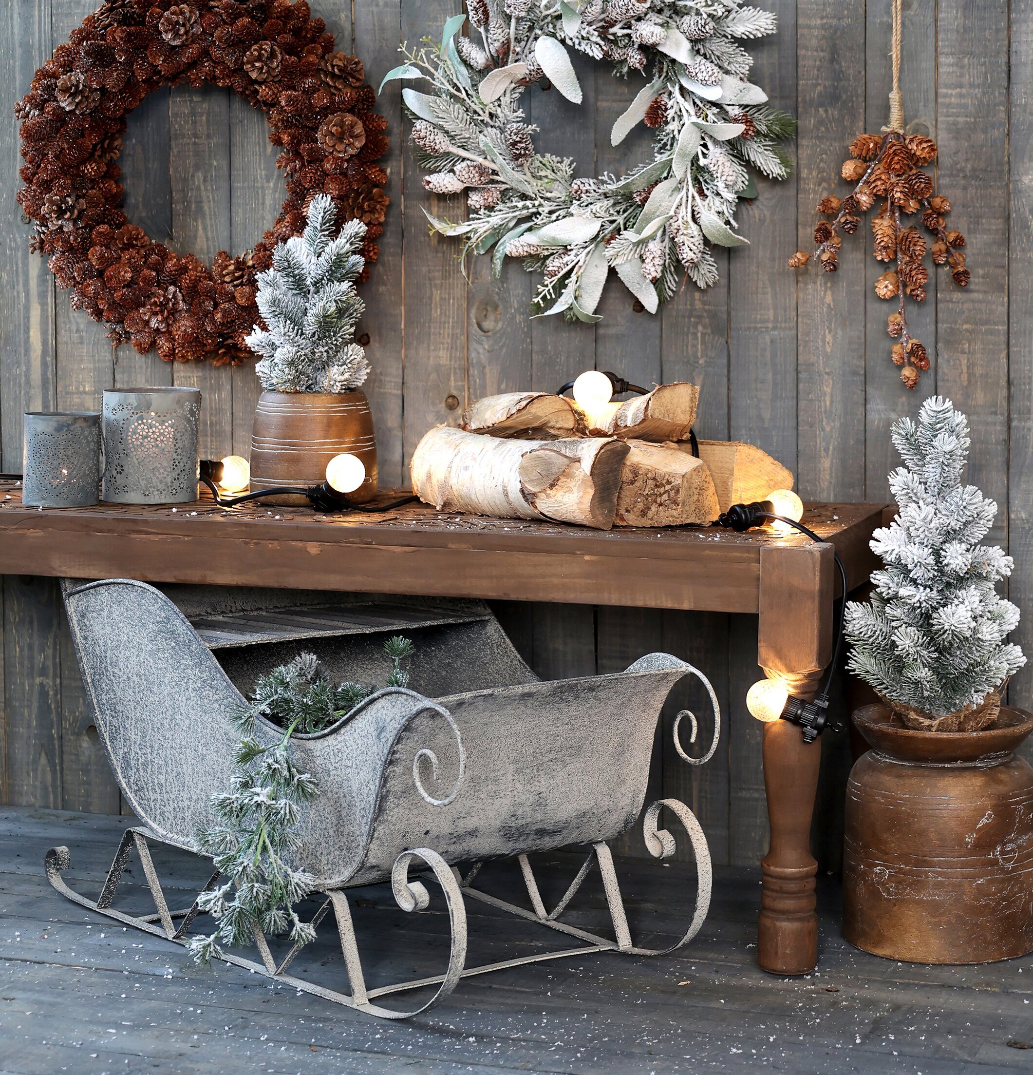 Släde Antik Zink från Chic Antique i rustik vinterdekor