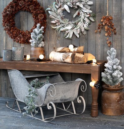 Släde Antik Zink från Chic Antique i rustik vinterdekor