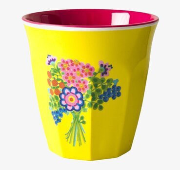 Mugg Gul Med Blombukett från Rice med färgglada detaljer