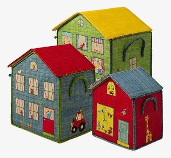 Förvaringslåda Hus M från Rice i tre storlekar och färger