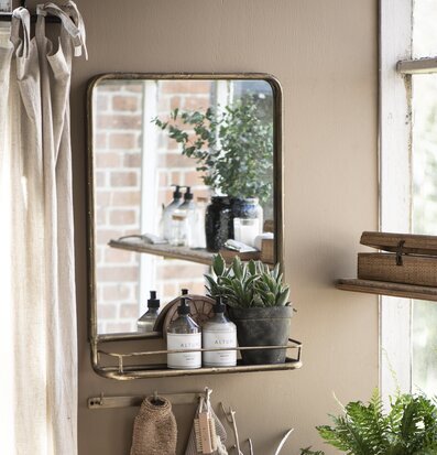 Väggspegel Med Hylla Mässing från IB Laursen med förvaring