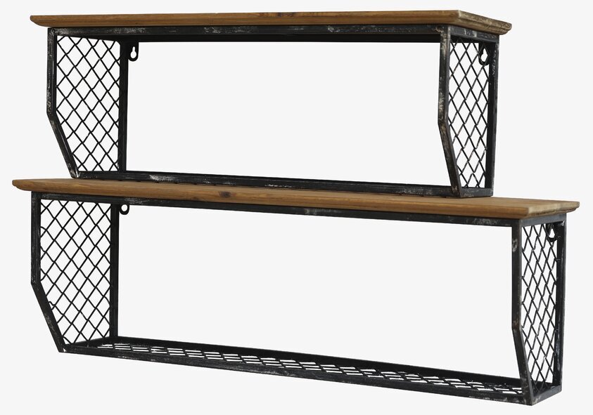Vägghylla Set/2 Antiksvart från Chic Antique i metall och trä