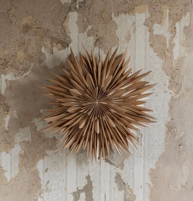Julstjärna Maja 60 Guld från Watt och Veke på rustik vägg
