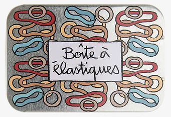 Bild av färgglad plåtburk för förvaring av snoddar