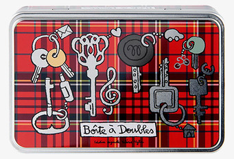 Bild av dekorativ plåtburk för nyckelförvaring