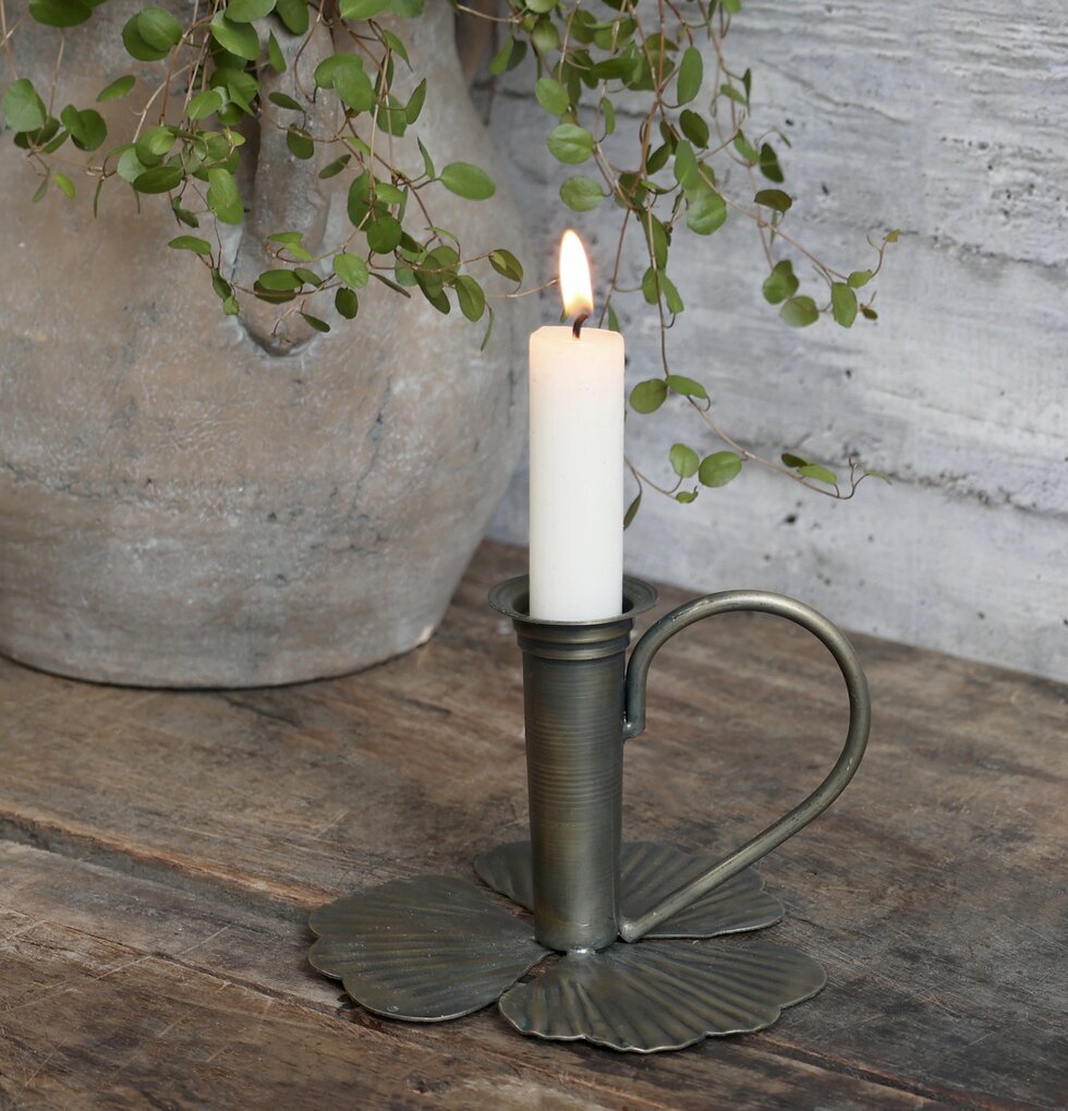 Kammarljusstake Bladverk Antik Mässing från Chic Antique