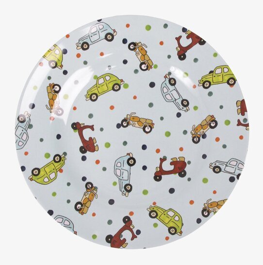 Tallrik Barn Fordon från Rice med färgglada fordon för barn