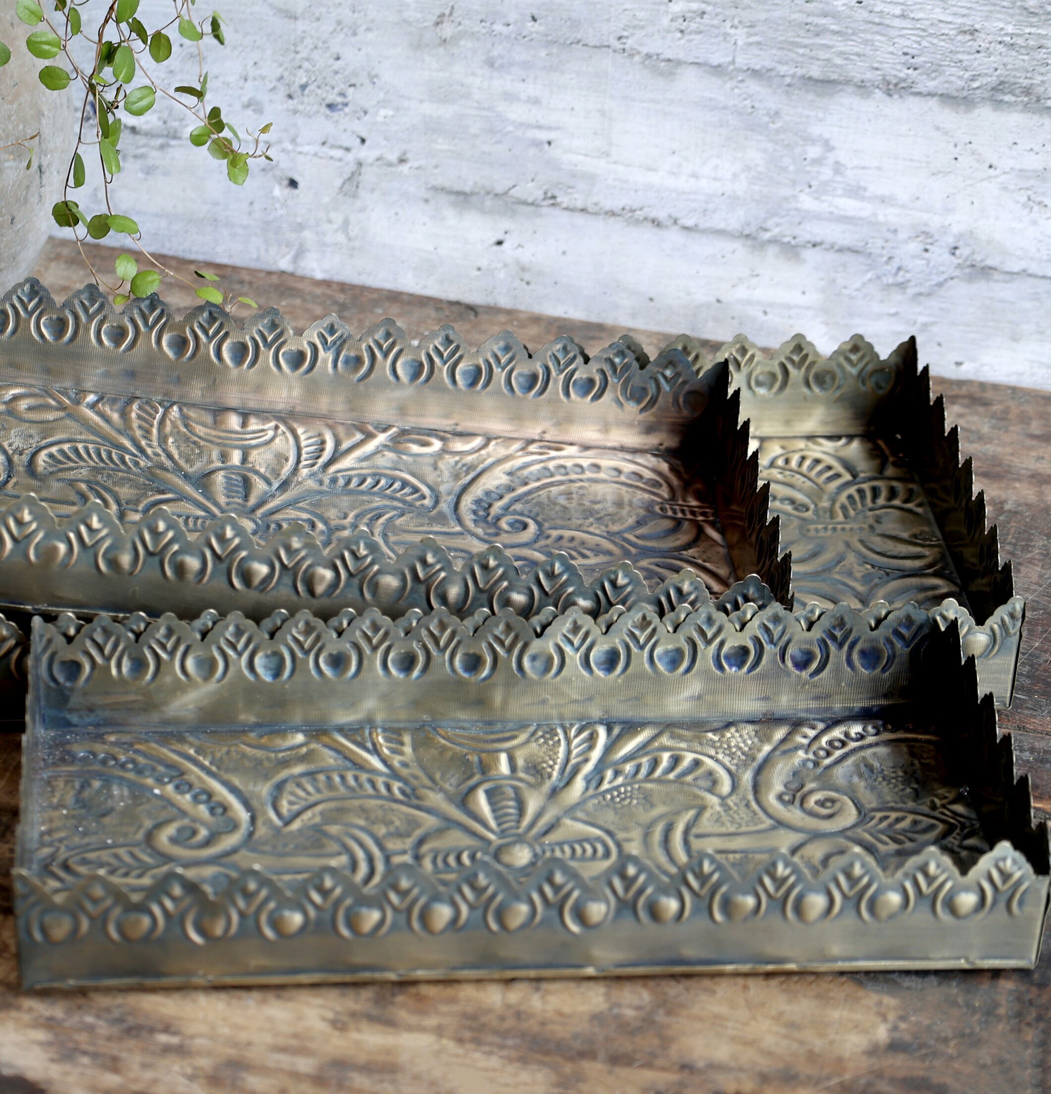 Fat Med Mönster & Dekorkant Set/3 Antik Mässing från Chic Antique