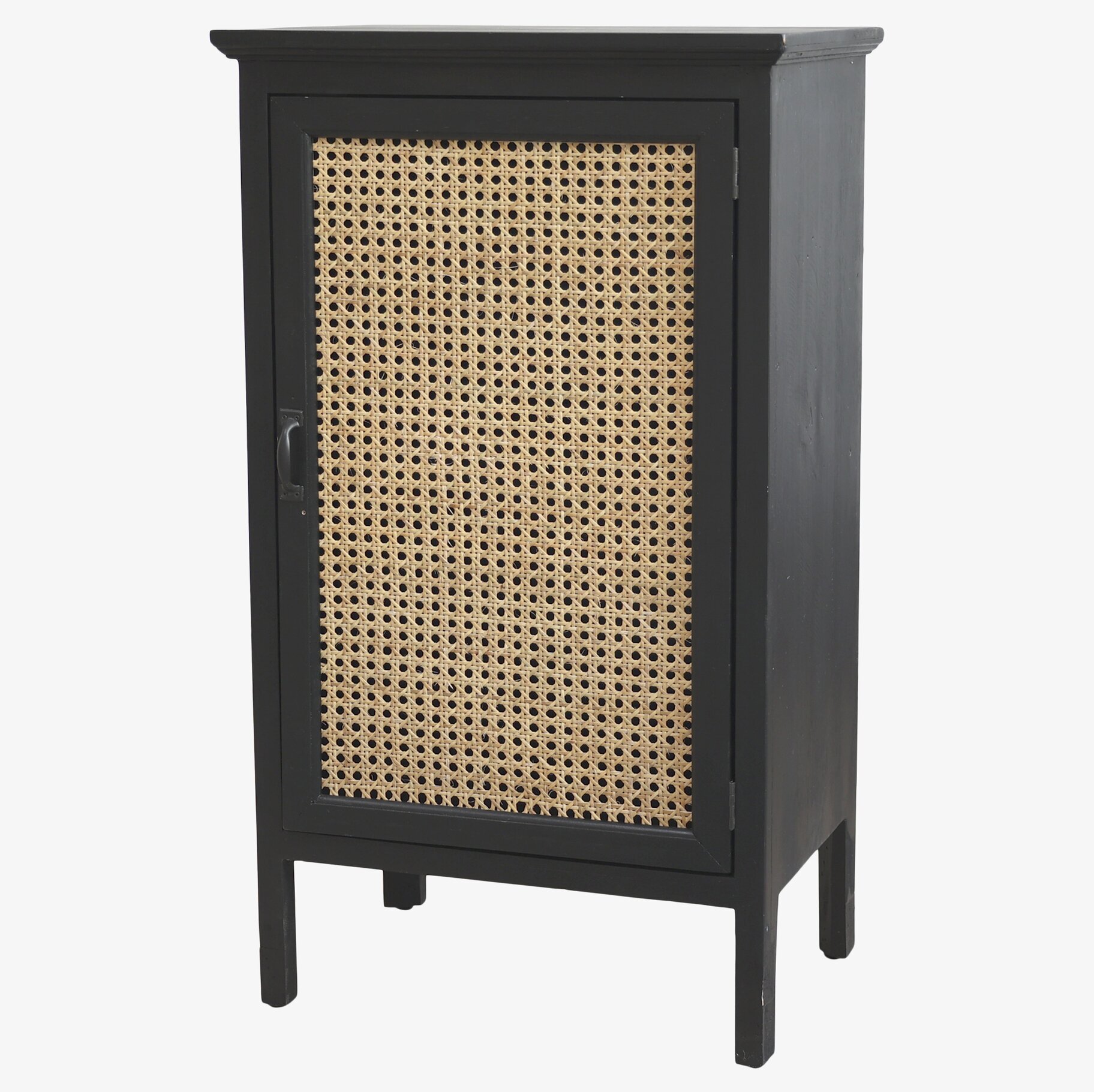 Chic Antique Skåp Med Flätad Rotting Svart, elegant design