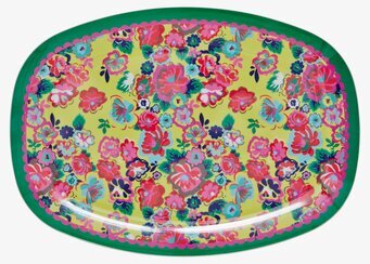 Tallrik Rosor från Rice med färgglatt blomstertryck och kant