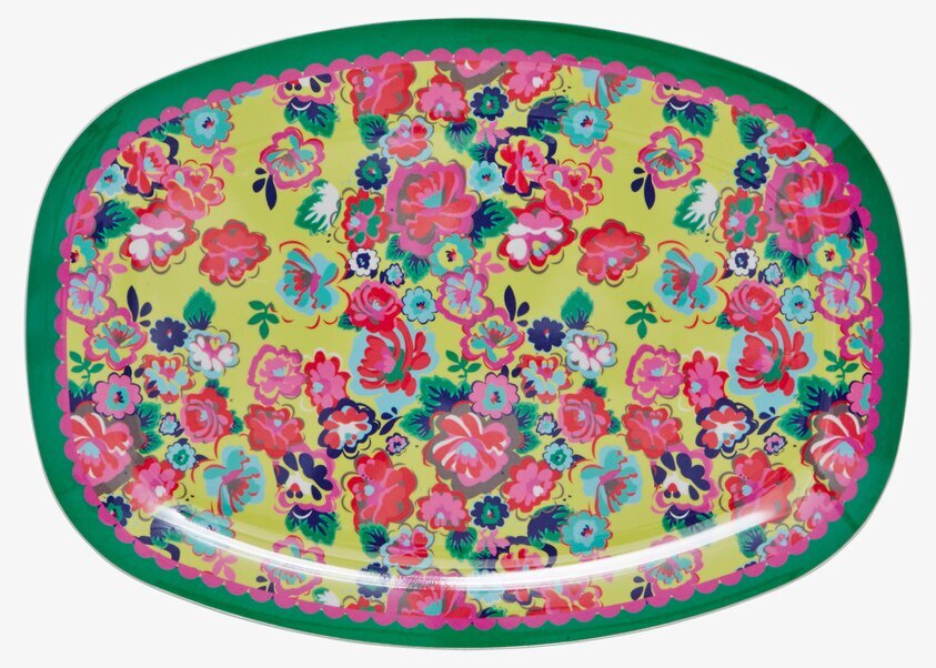 Tallrik Rosor från Rice med färgglatt blomstertryck och kant