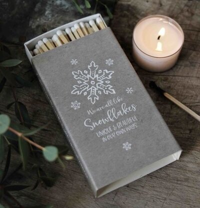 Tändsticksask - Snowflakes från Majas Cottage på träyta