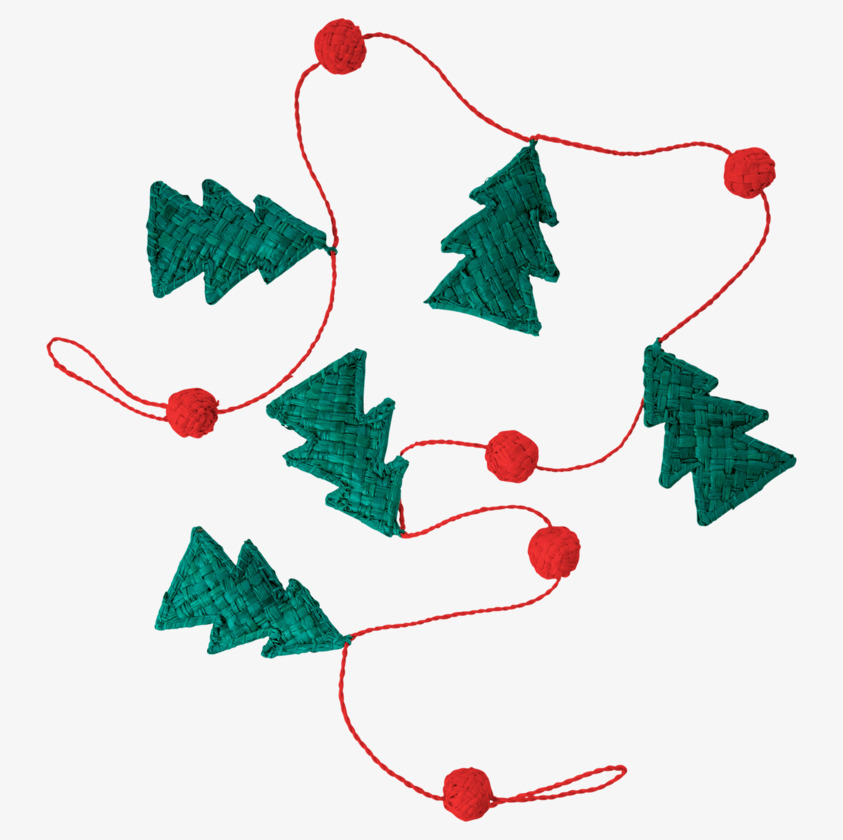 Raffia Christmas Garland Red/Green Xmas21 från Rice