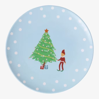 Desserttallrik Xmas Elf Print från Rice med julmotiv