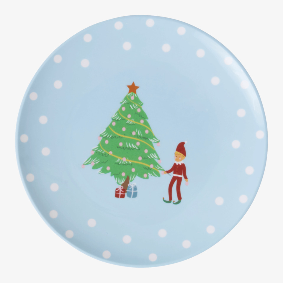 Desserttallrik Xmas Elf Print från Rice med julmotiv