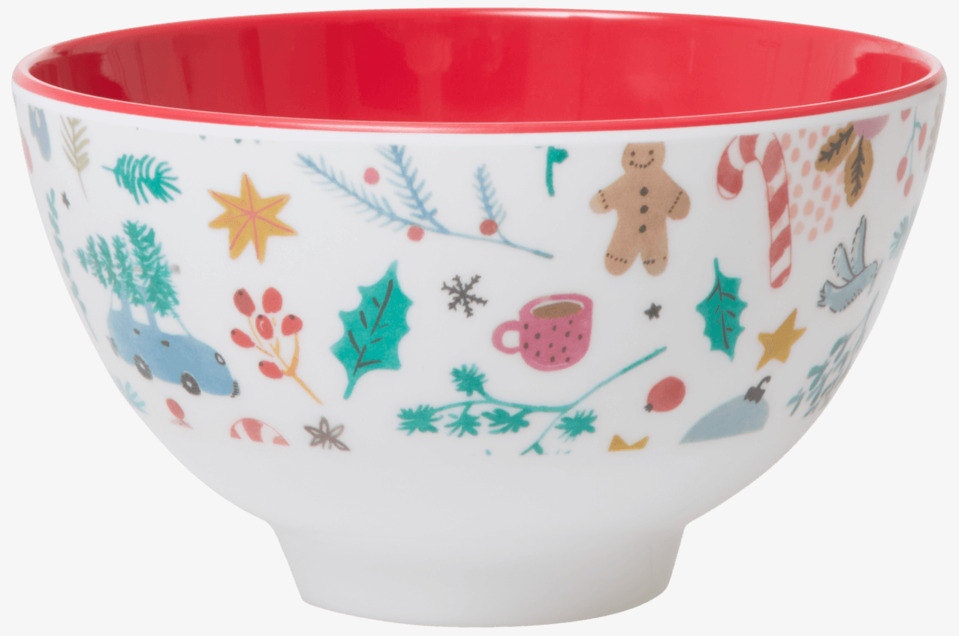 Liten Skål All Over Xmas Print från Rice med julmotiv