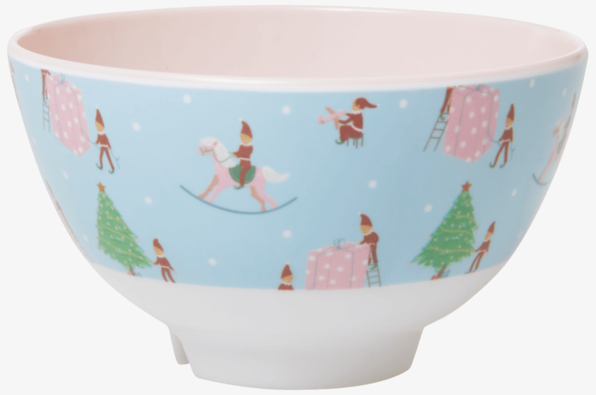 Liten Skål Xmas Elf Print från Rice med julmotiv och älvor