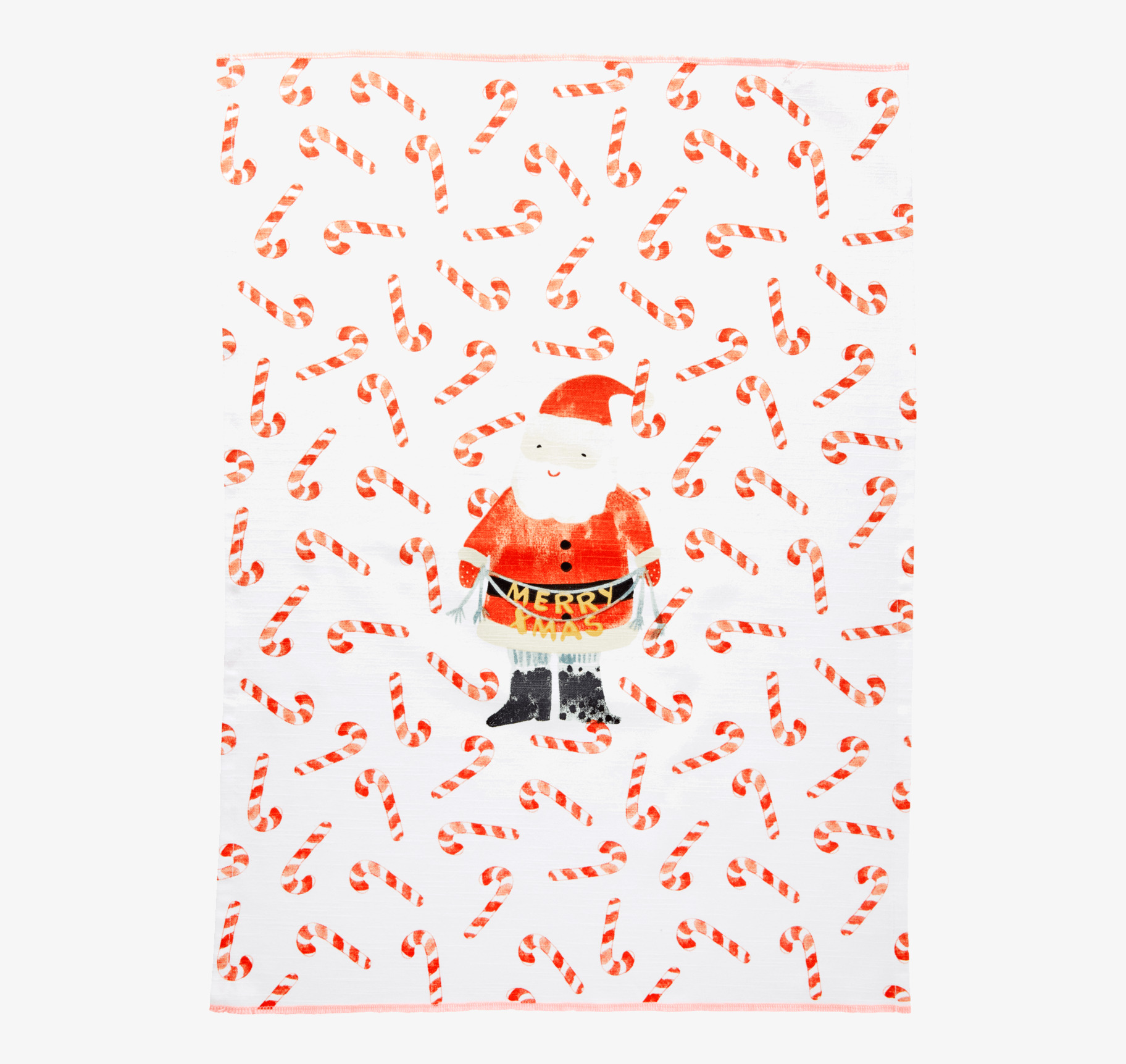 Kökshandduk Santa Print från Rice med polkagrisar och tomte