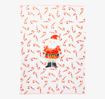 Kökshandduk Santa Print från Rice med polkagrisar och tomte