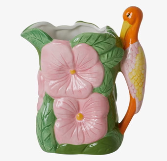 Vas Flower & Bird Shape från Rice med blommor och fågel