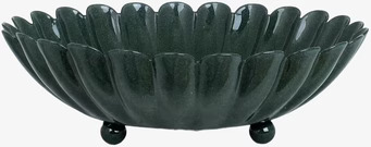 Skål Ingrid Mörkgrön Stor från Strömshaga med vågig kant