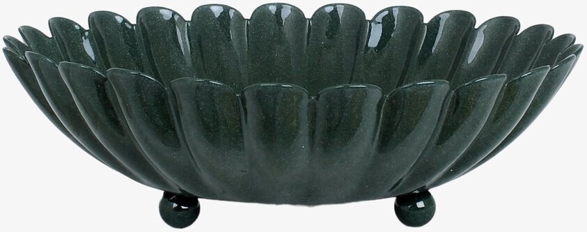 Skål Ingrid Mörkgrön Stor från Strömshaga med vågig kant