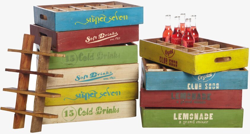 House Doctor Trälåda Lemonade, färgglada och retro trälådor