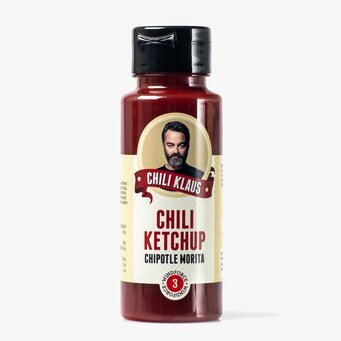 Ketchup Chipotle Morita från Chili Klaus i genomskinlig flaska
