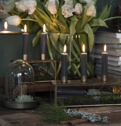 Ljusbricka Olivgrön/Mässing IB Laursen Fat för ljus, lyktor, växter och krukor