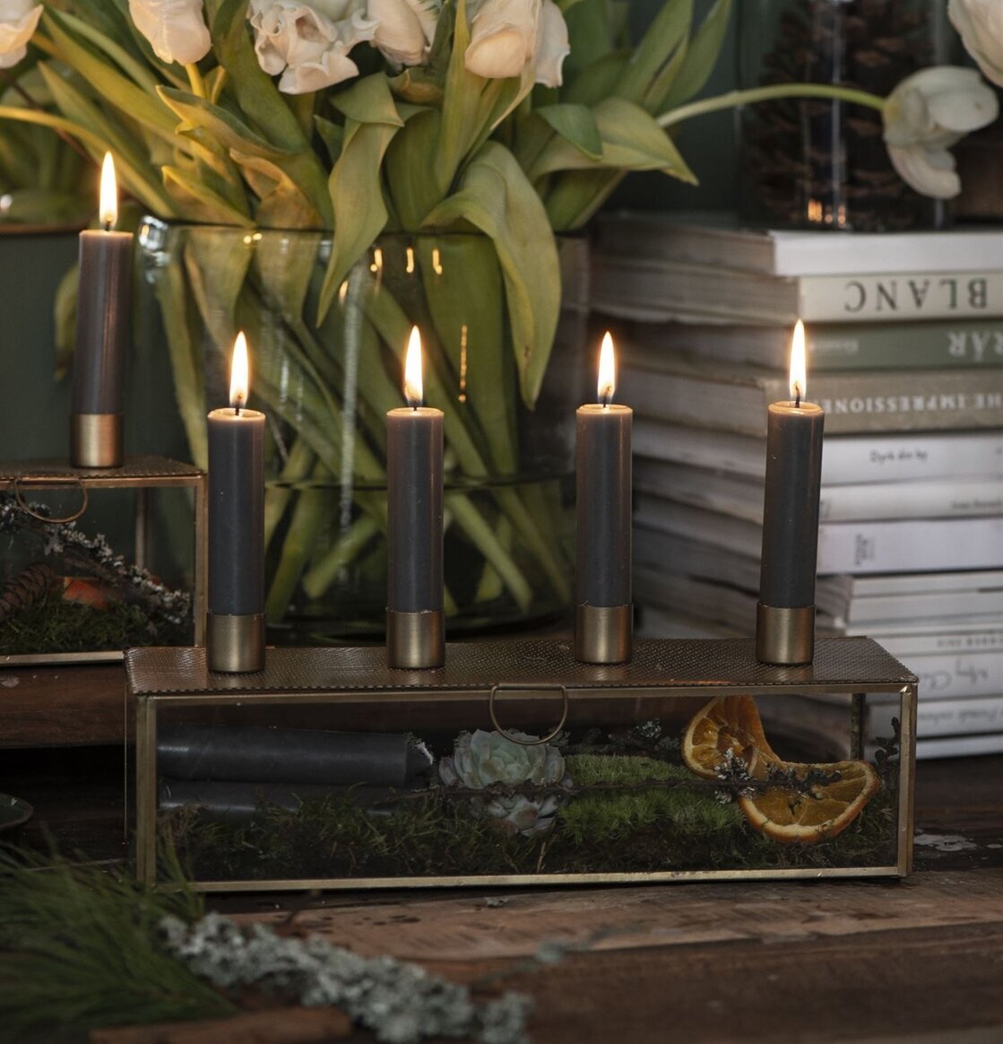 Ljusstake 4 Ljus Mässing från IB Laursen på träyta